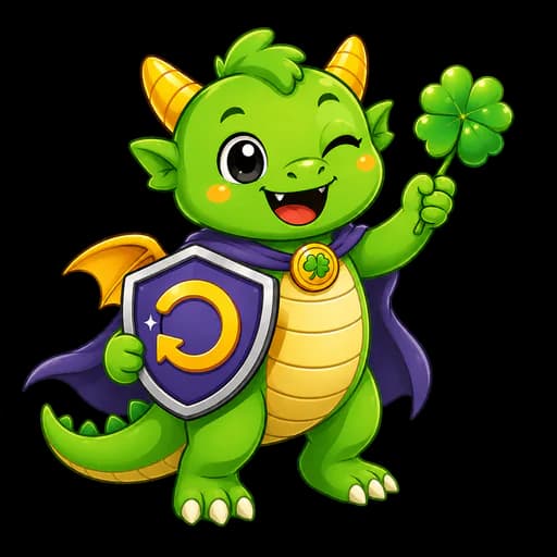LockN dragon mascot holding a shield, ready to spin the wheel